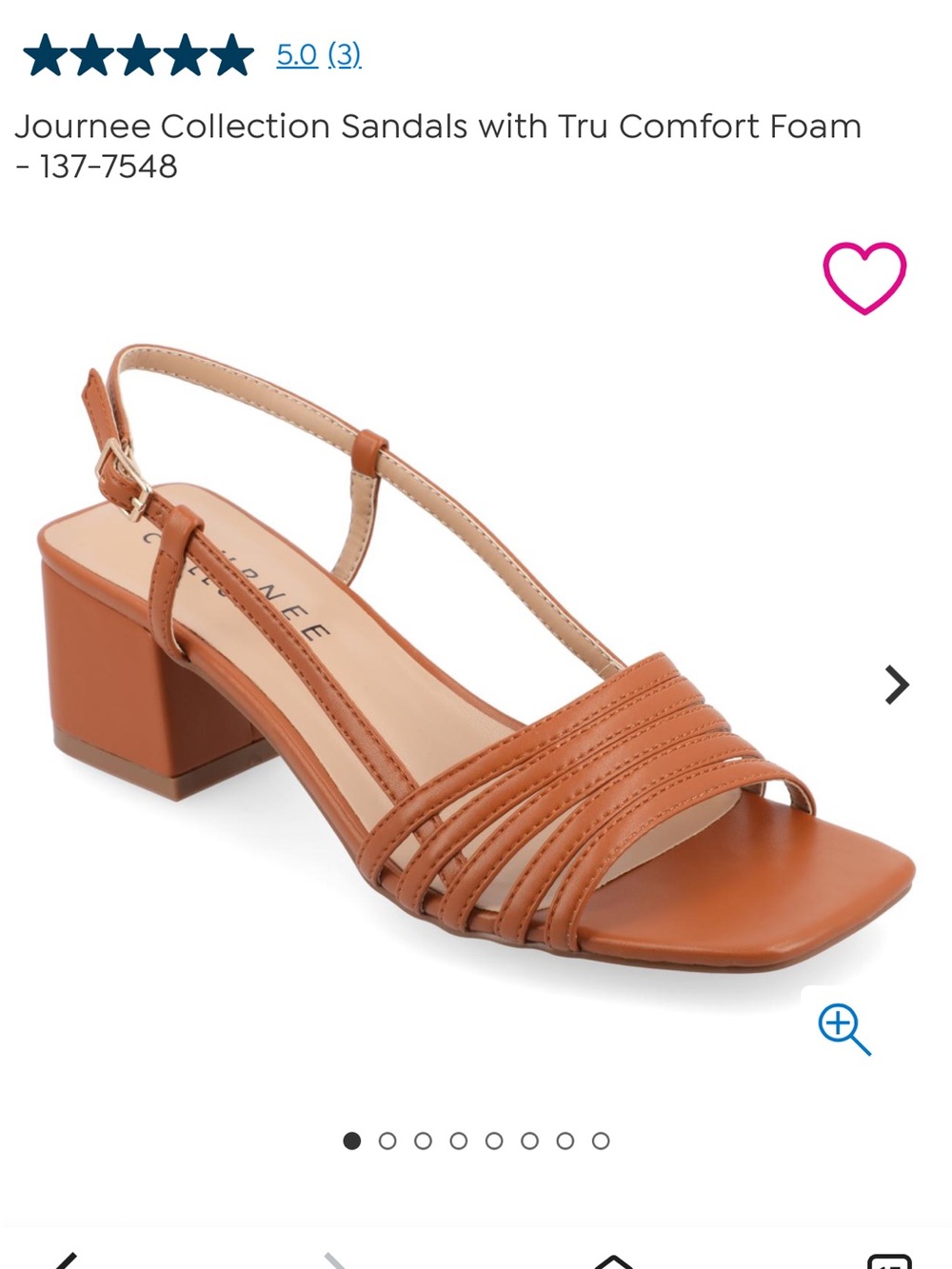 Journee Collection Cognac Strappy Block Heel Slingback Sandals